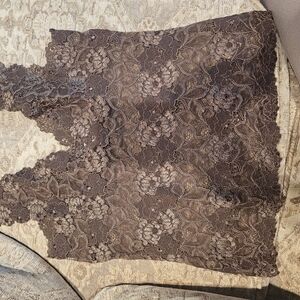 Natori Brown Lace Chemise with Floral Details